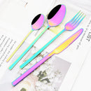 Ljojo 24-Piece Stainless Steel Black Cutlery Set Dinnerware Flatware Tableware