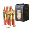 Ljojo 24-Piece Stainless Steel Hammer Pattern Cutlery Set