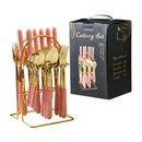 Ljojo 24-Piece Stainless Steel Hammer Pattern Cutlery Set
