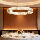 Faux Marble Round Pendant Light Modern Resin Hanging Lamp for Living Dining Study Room