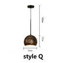 Ljojo Etched Lampshade Wrought Iron Chandelier Industrial Pendant Lamp for Dining Living Room