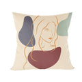 Abstract Line Drawing Girls Print Cushion Cover 45x45cm by Ljojo