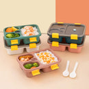 Ljojo 3-Grid Bento Box with Spoon | Microwaveable Lunch Container & Tableware