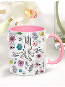 Ljojo 3D Effect Kids Names Mug with Flowers for Mother's Day Gifts