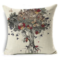 Ljojo Linen Cushion Cover 45x45cm, Flower & Animal Design for Sofa & Bed
