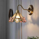 French Medieval Flower Glass Wall Lamp Wooden Retro Fixture by Ljojo