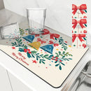 Christmas Bells Drying Mat: Absorbent Dish & Cup Placemat by Ljojo