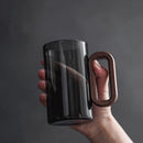 Ljojo 360ml High Borosilicate Glass Tea Cups with Wooden Handles, Set of 6