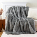Ljojo Luxury Faux Fur Throw Blanket King Size Plaid Throws Soft & Fluffy