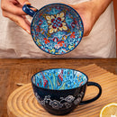 Ljojo 400ml Bohemian Ceramic Mugs for Coffee, Milk, Oatmeal, Microwaveable