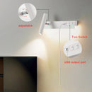 Ljojo LED Wall Lamp Modern Nordic Bedroom Sconce USB Indoor Lighting Switch