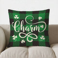 Ljojo Lucky Green Plaid Shamrock Throw Pillow Cover