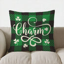 Ljojo Lucky Green Plaid Shamrock Throw Pillow Cover