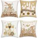 Easter Rabbit & Cross Egg Print Pillow Cover for Farmhouse Decor by Ljojo