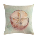 Ljojo Marine Life Linen Pillowcase: Fashion Conch Starfish Shell Sofa Decor Cover