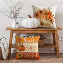Autumn Velvet Pillow Covers, Maple Leaf & Floral Pumpkin Designs for Fall Decor - Ljojo