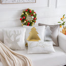 Grey Deer Christmas Tree Embroidered Cushion Cover by Ljojo – Cozy Living Room Decor
