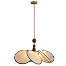 French Retro Fabric Petal Pendant Light Wooden Accent for Restaurant Hotel Living Room Dining Room Home Decor