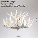 Retro Antler Hanging Lamp Vintage Deer Chandelier Luminaria for Living Room by Ljojo