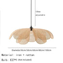 Japanese Rattan Flower Petal LED Pendant Light Fixture by Ljojo - Modern Living Room Interior Decoration