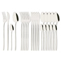 Ljojo 24-Piece Stainless Steel Cutlery Set - Black Mirror Finish