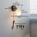 Ljojo LED Wall Light Fixture, Rotate Glass Wood Indoor Up Down Lamp