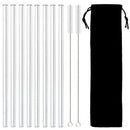 8Pcs Ljojo Glass Straw Set - Reusable & Eco-Friendly Drinking Straws with Brush