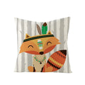 Ljojo Lovely Animals Linen Cushion Cover - Cute Bear Fox Deer Print