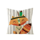Ljojo Lovely Animals Linen Cushion Cover - Cute Bear Fox Deer Print