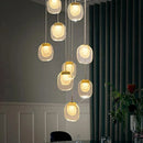Ljojo Luxury Crystal Staircase Chandelier in Gold for Dining Room & Hallway