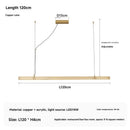 Italian Light Luxury Minimalist Restaurant Chandelier 2025 New All Copper LED Strip Island Table Long Chandelier.