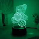 3D Heart Little Bear Night Light Night Decor Ljojo Bedroom Desktop Atmosphere Light