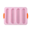 Ljojo 4-Grid Silicone French Bread Baking Mold - Nonstick Baguette Tray