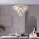 Ljojo Luxury Petal Chandelier Glass Hanging Lamps for High Ceiling Decor