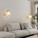 Ljojo Medieval Style Copper Flower Wall Lamp French Retro Glass Bedroom Lighting