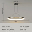 Modern Black LED Pendant Lamp Ring Chandelier Lighting Fixture by Ljojo for Living Room Kitchen Dining Bedroom