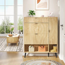 Ljojo™ Fluted Shoe Cabinet with 2 Flip Drawers, Beige Slim Shoe Storage