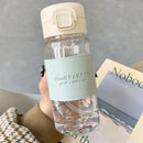 Ljojo 500ml Clear Leakproof Water Bottle with Straw - Portable for Travel & Office