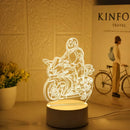 3D LED Motorcycle Rider Night Light Modern Decor for Bedroom Living Room by Ljojo