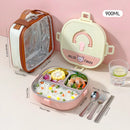 Ljojo 304 Stainless Steel Divided Lunch Box with Cutlery & Leakproof Design