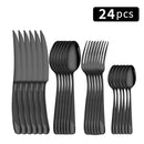 Ljojo 24pc Stainless Steel Tableware Set for Family Dining