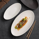 Ljojo Matte Striped Oval Ceramic Fish Plate for Molecular Cuisine Tableware