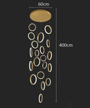 Ljojo LED Ring Pendant Chandelier | Adjustable Hanging Cables | Gold/Black | Home Dining Living Room