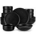Ljojo 24/48-Piece Stoneware Dinner Set - Elegant Black Ceramic Plate Collection