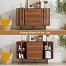 Ljojo™ Fluted Wooden Sideboard Buffet with Drawers and Shelves