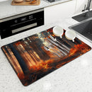 Autumn Scenery Kitchen Absorbent Draining Mat by Ljojo - Quick Dry Dish Drying Mat