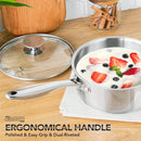Ljojo 3-qt Stainless Steel Stew Pot with Lid, Induction Compatible, Thick Bottom