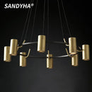 LED Copper Ring Spotlight Chandelier Elegant Lighting Fixture for Home Living Room by Ljojo