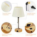 Ljojo LED Desk Lamp with USB C Charging Ports & Pull Chain - Small Bedside Table Lamp