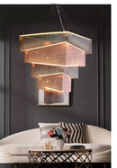 Gold Square Chandelier for High Ceilings - Modern LED Large Chandeliers by Ljojo